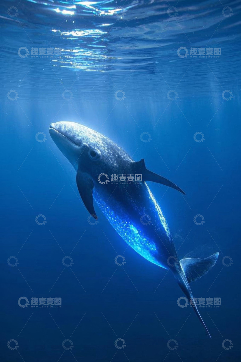 高清大图下载【趣麦麦图】海洋中遨游的哺乳动物鲸鱼