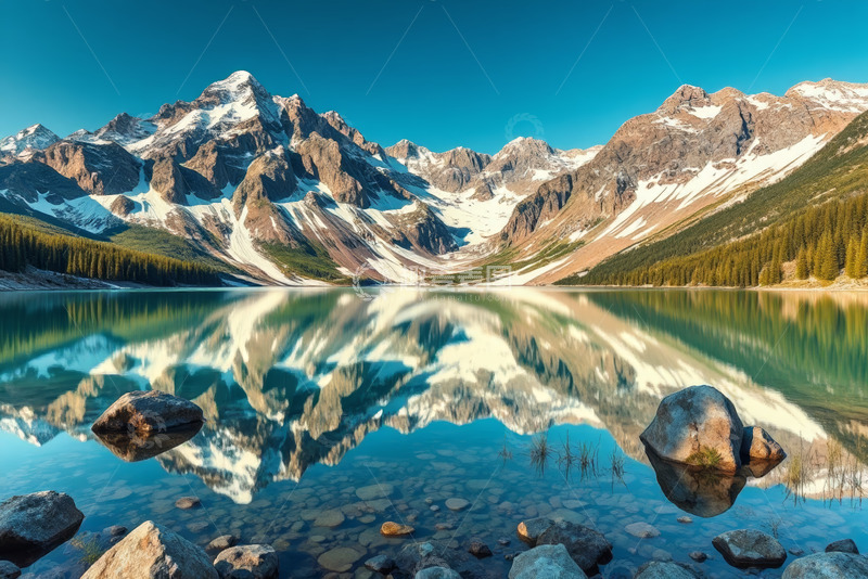 高清大图下载【趣麦麦图】山间湖泊自然风光全景