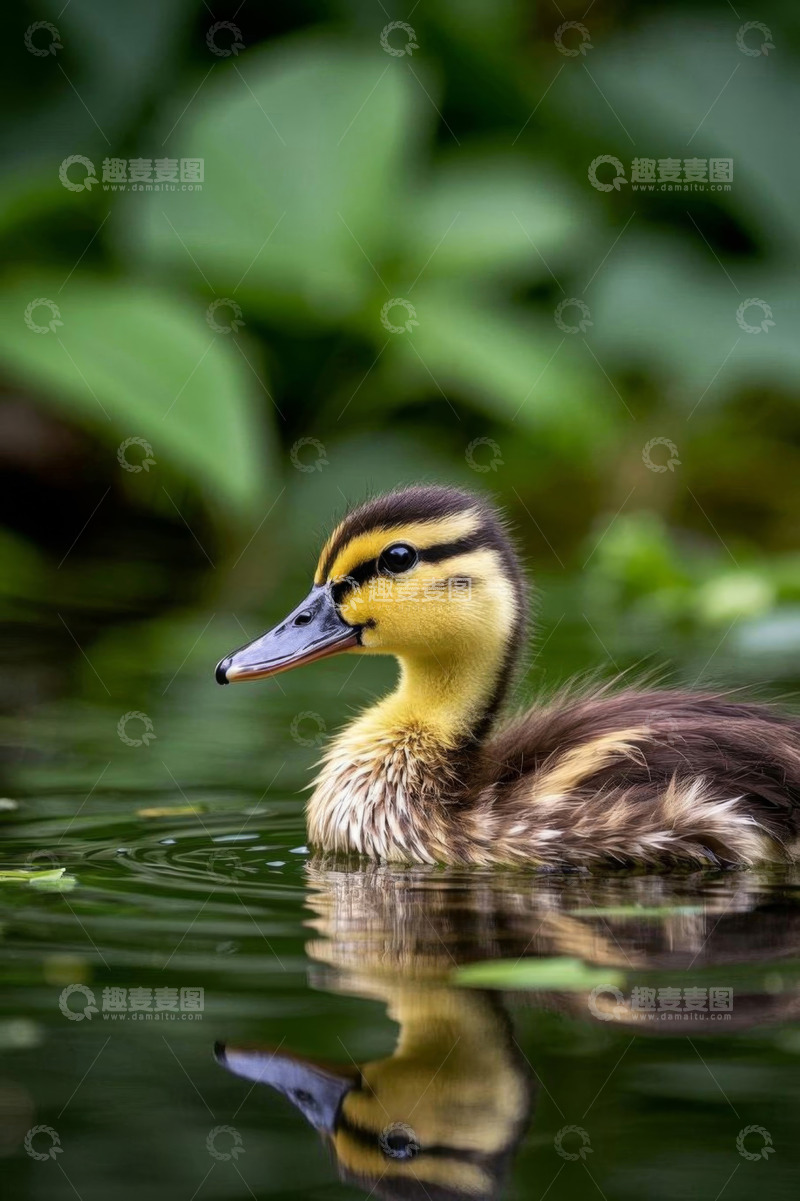 高清大图下载【趣麦麦图】水中游动的小鸭子特写