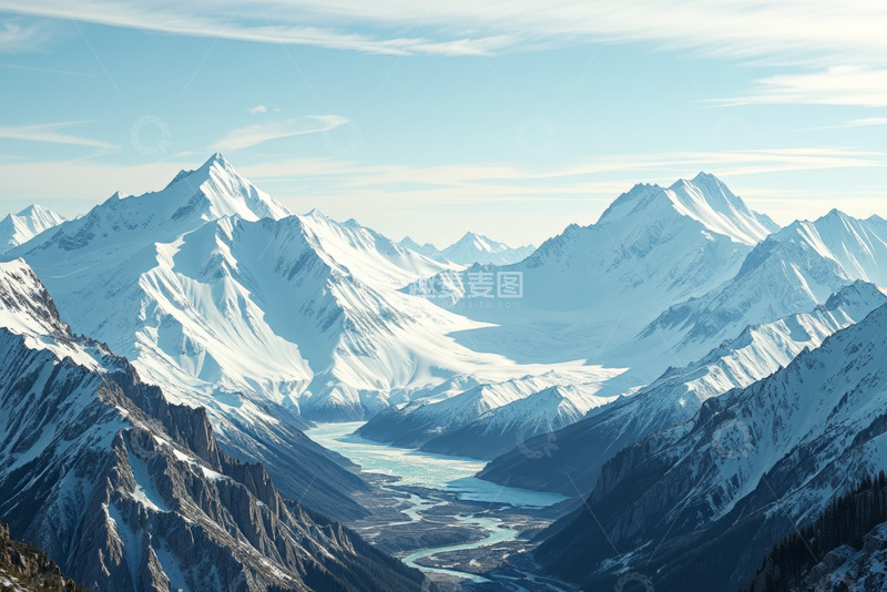 高清大图下载【趣麦麦图】雪山自然风光全景
