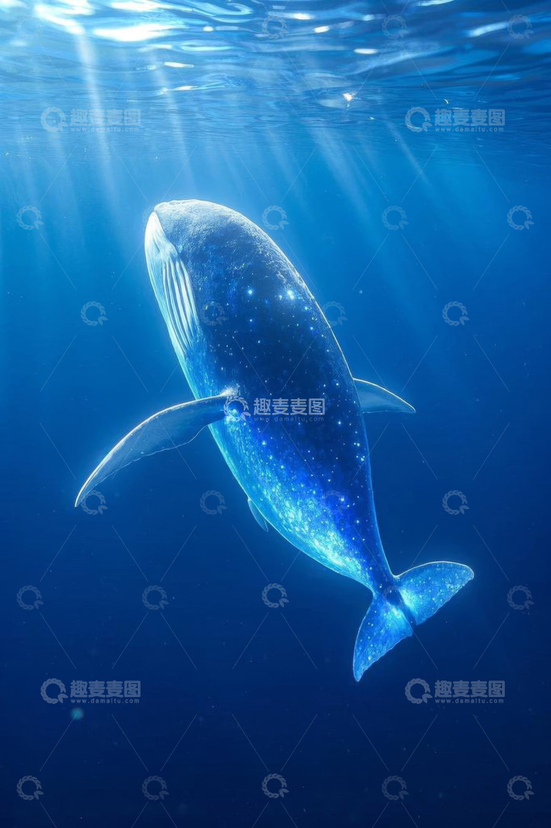 高清大图下载【趣麦麦图】水下遨游的鲸鱼画面素材