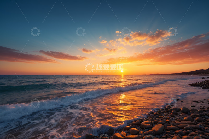 高清大图下载【趣麦麦图】海滩日落时分海景