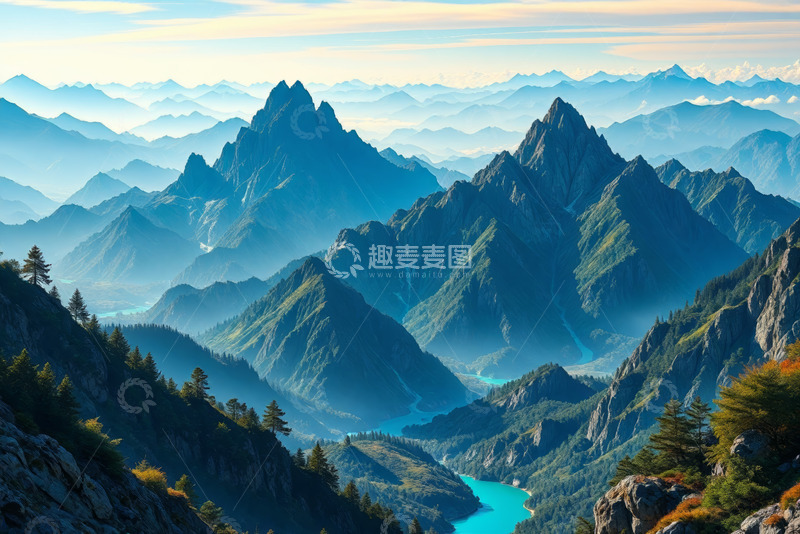 高清大图下载【趣麦麦图】壮丽山脉自然风光全景