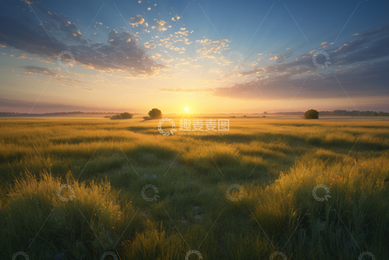 高清大图下载【趣麦麦图】田野日出自然风光