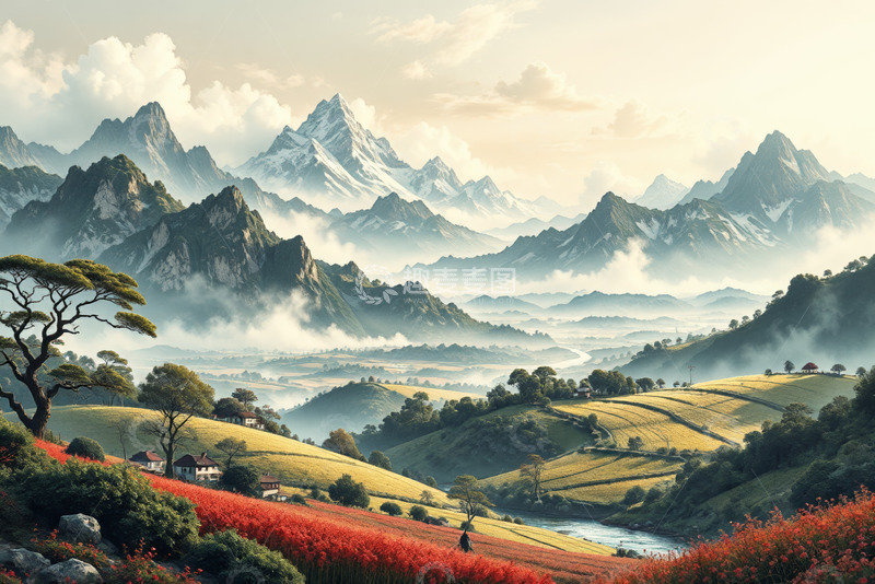 高清大图下载【趣麦麦图】山间田园自然风光