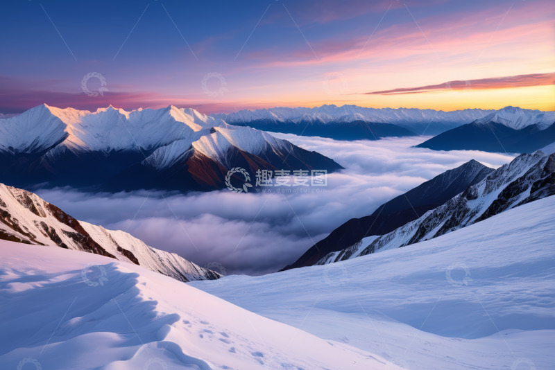 高清大图下载【趣麦麦图】雪山云海日出自然风光