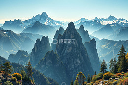 壮丽群山自然风光全景