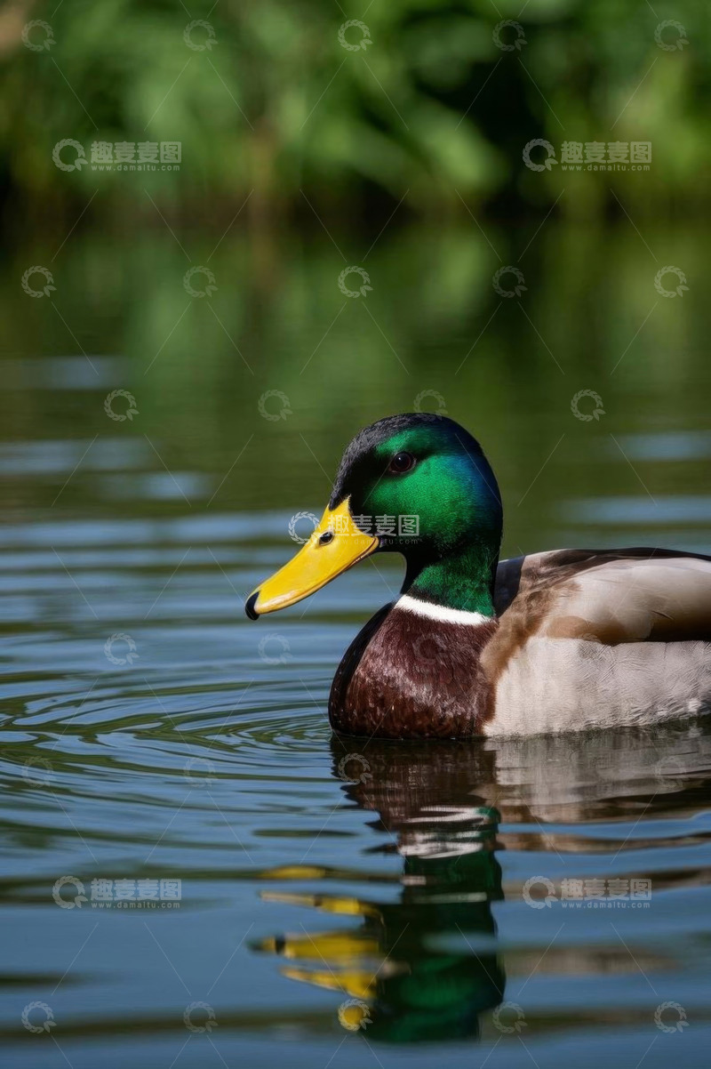 高清大图下载【趣麦麦图】水中绿头鸭特写