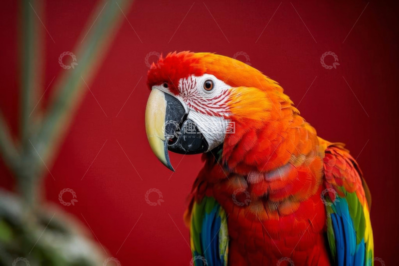 高清大图下载【趣麦麦图】色彩艳丽金刚鹦鹉特写