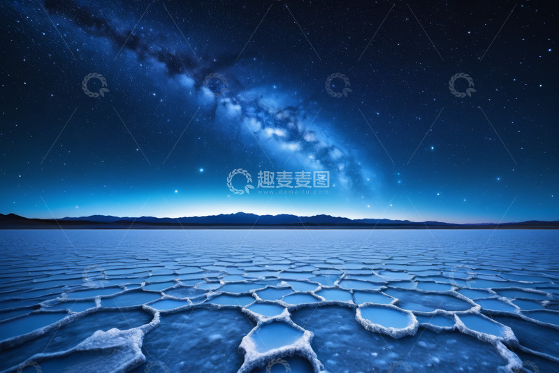 高清大图下载【趣麦麦图】星空下的盐湖景观