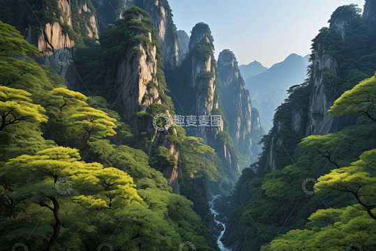 山林自然风光全景