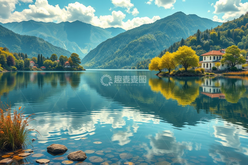 高清大图下载【趣麦麦图】山水湖畔自然风光景色