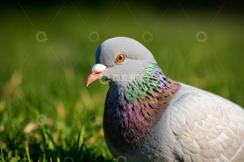 高清大图下载【趣麦麦图】草地上的鸽子特写