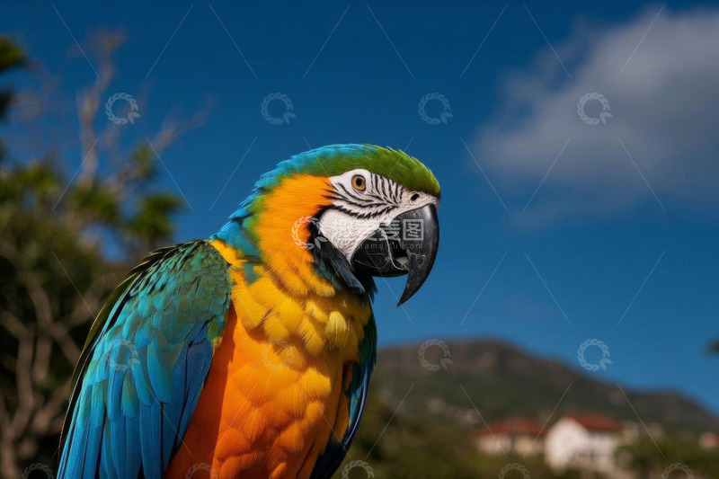 高清大图下载【趣麦麦图】色彩艳丽的金刚鹦鹉特写