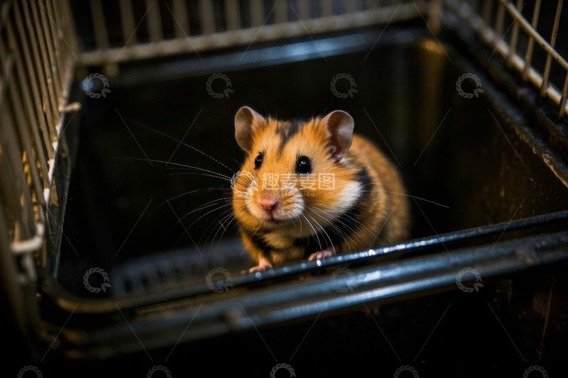 高清大图下载【趣麦麦图】笼子里的仓鼠特写