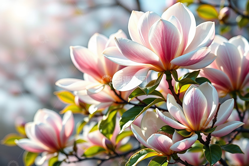 高清大图下载【趣麦麦图】盛开的粉色玉兰花特写