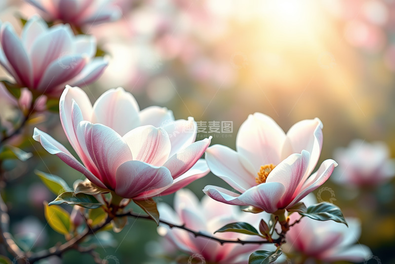 高清大图下载【趣麦麦图】盛开的粉色玉兰花特写