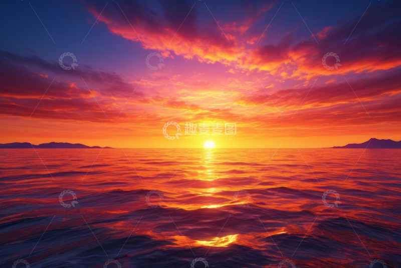 高清大图下载【趣麦麦图】海上壮丽日出美景