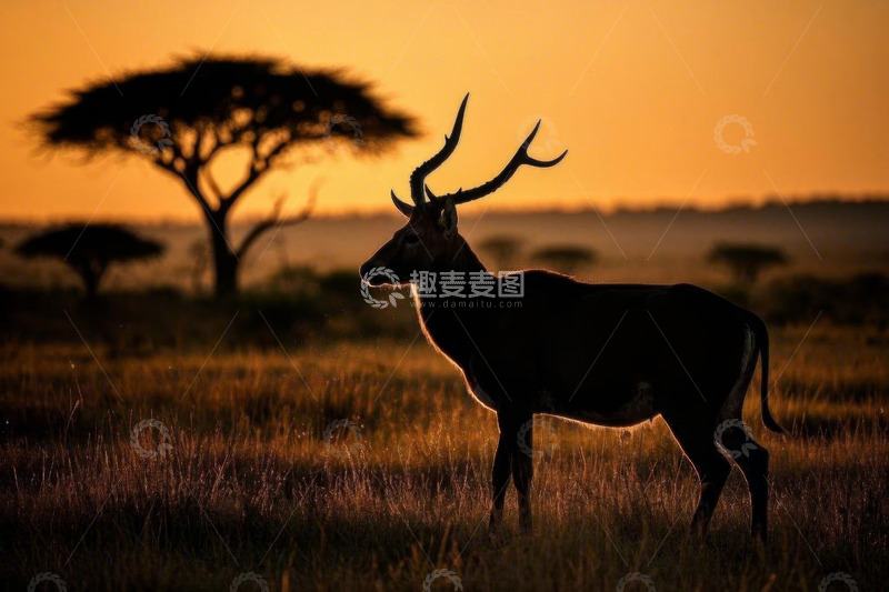 高清大图下载【趣麦麦图】非洲草原上的羚羊剪影
