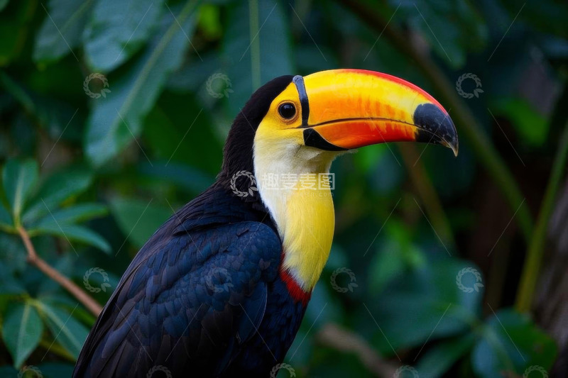 高清大图下载【趣麦麦图】巨嘴鸟特写自然场景