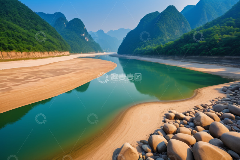 高清大图下载【趣麦麦图】山水相依的自然风光景色