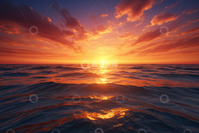 高清大图下载【趣麦麦图】海上日出时分美丽景象