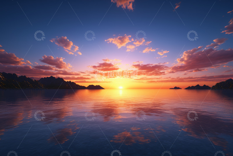 高清大图下载【趣麦麦图】海上日出天空云彩自然风光