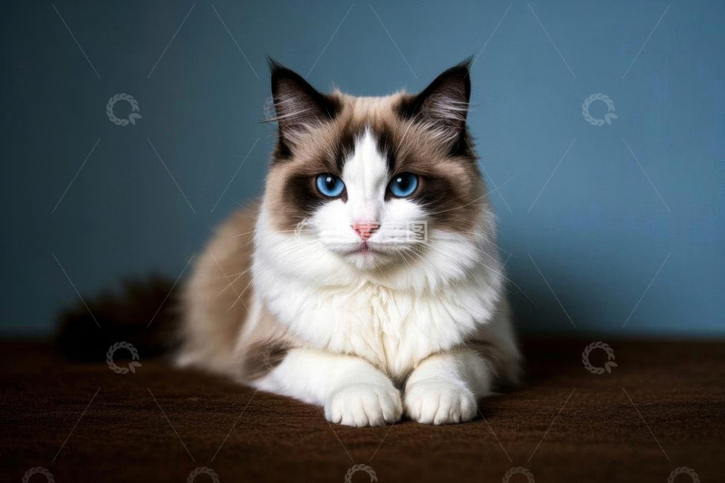 高清大图下载【趣麦麦图】蓝眼布偶猫趴卧特写