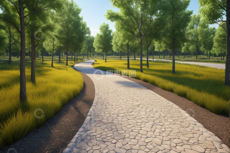 高清大图下载【趣麦麦图】林间碎石小径自然风光