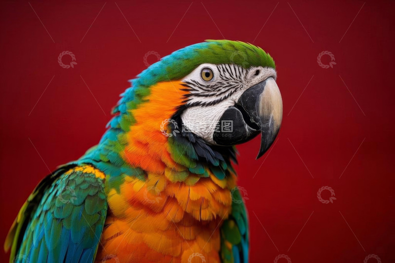 高清大图下载【趣麦麦图】色彩斑斓的金刚鹦鹉特写