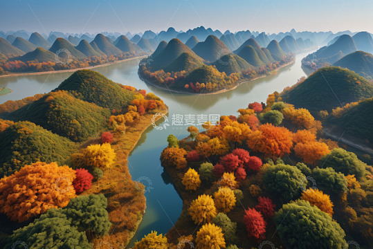 秋日山水风光全景