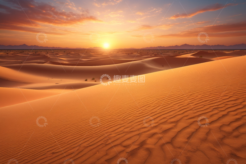 高清大图下载【趣麦麦图】沙漠日落时分风景景象