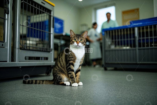 室内猫咪与背景医护人员画面