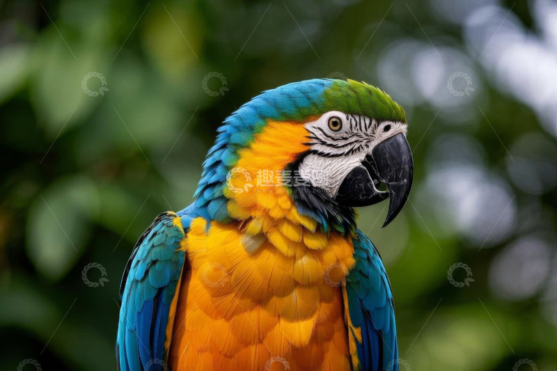 高清大图下载【趣麦麦图】色彩斑斓的金刚鹦鹉特写