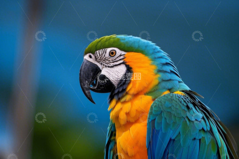 高清大图下载【趣麦麦图】多彩金刚鹦鹉特写