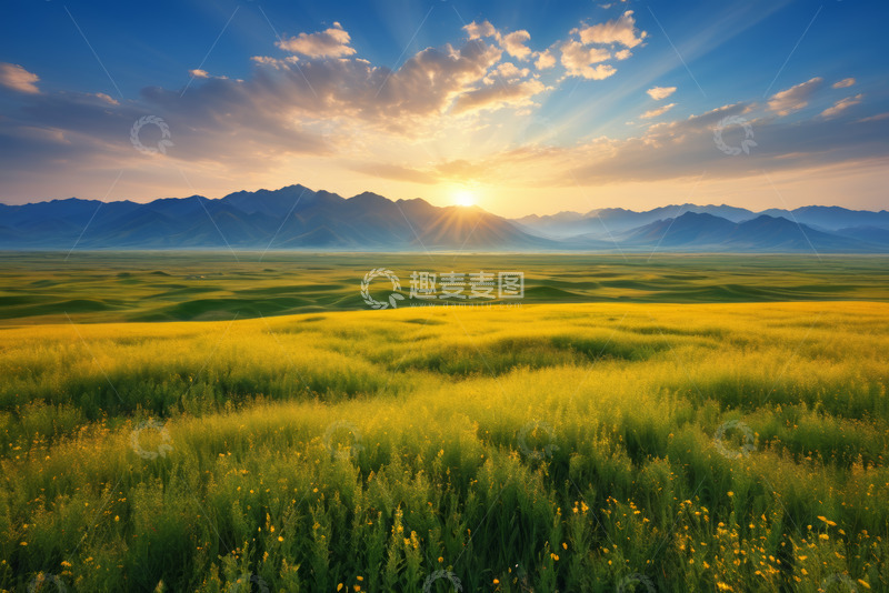 高清大图下载【趣麦麦图】田野日出自然风光