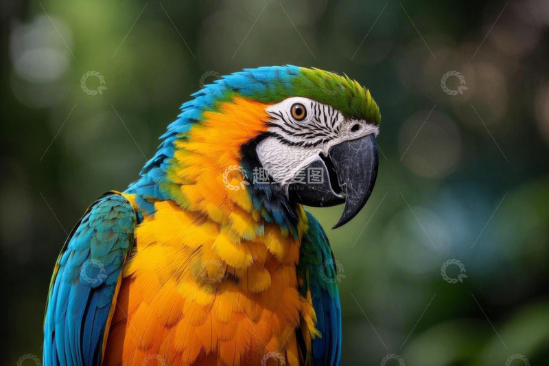 高清大图下载【趣麦麦图】色彩斑斓金刚鹦鹉特写