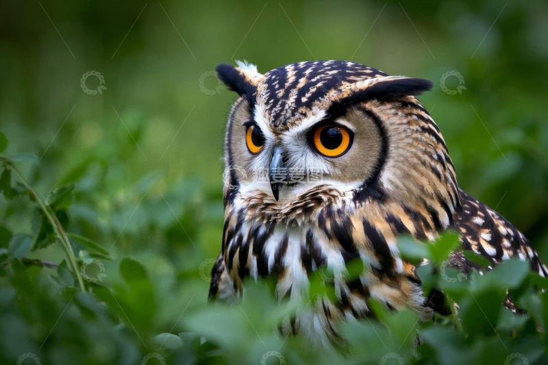 高清大图下载【趣麦麦图】草丛中的猫头鹰特写