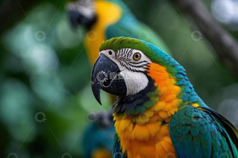 高清大图下载【趣麦麦图】色彩斑斓金刚鹦鹉特写