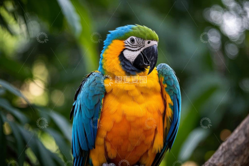 高清大图下载【趣麦麦图】色彩斑斓的金刚鹦鹉特写