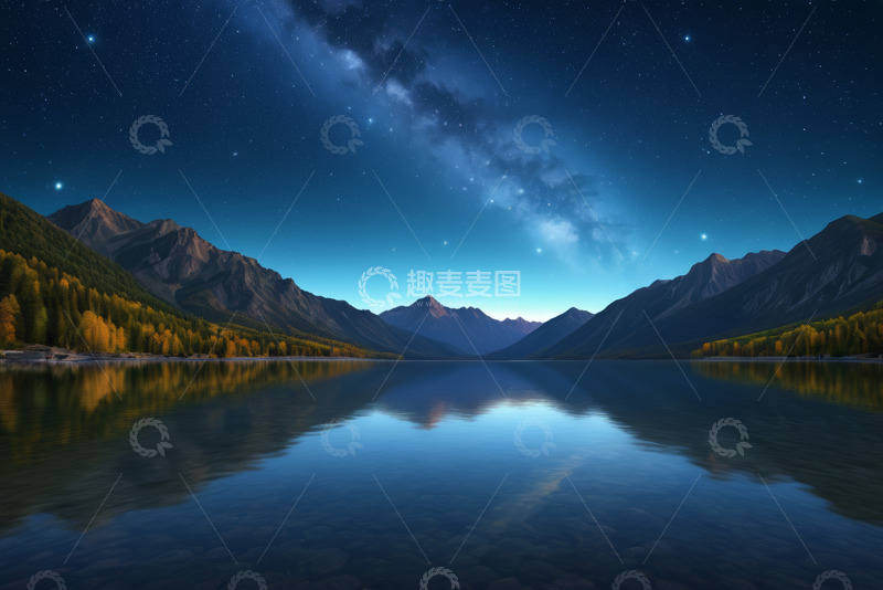 高清大图下载【趣麦麦图】星空下的山水自然风光