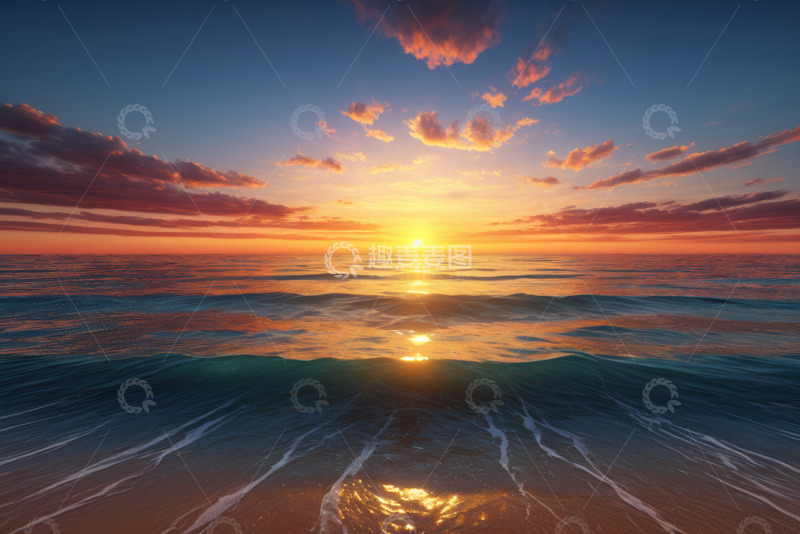 高清大图下载【趣麦麦图】海上日出自然景观