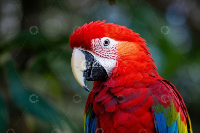 高清大图下载【趣麦麦图】红色金刚鹦鹉特写