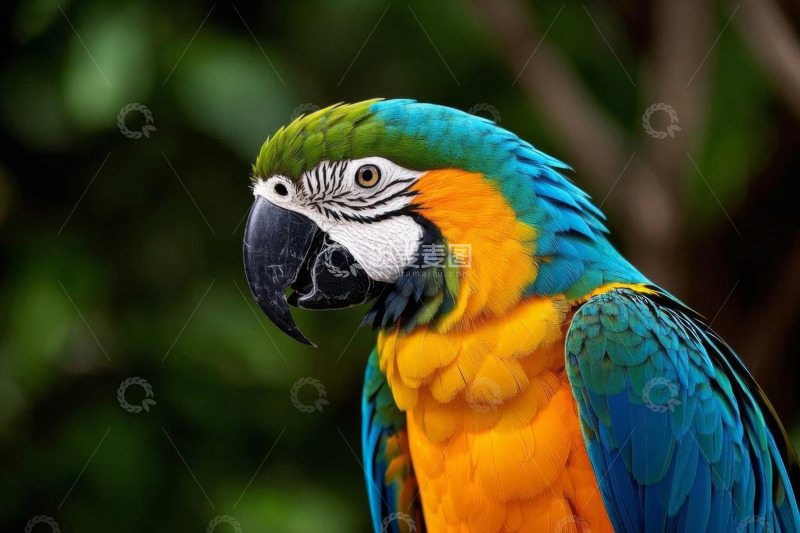 高清大图下载【趣麦麦图】色彩艳丽的金刚鹦鹉特写