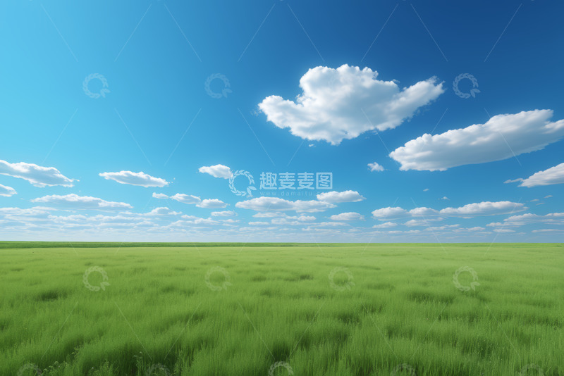 高清大图下载【趣麦麦图】广阔草原上的蓝天白云景观