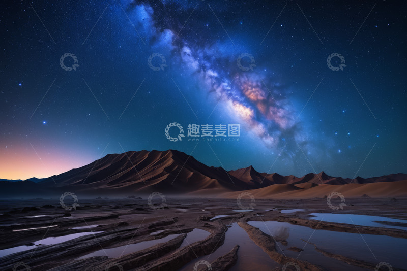 高清大图下载【趣麦麦图】沙漠星空夜景