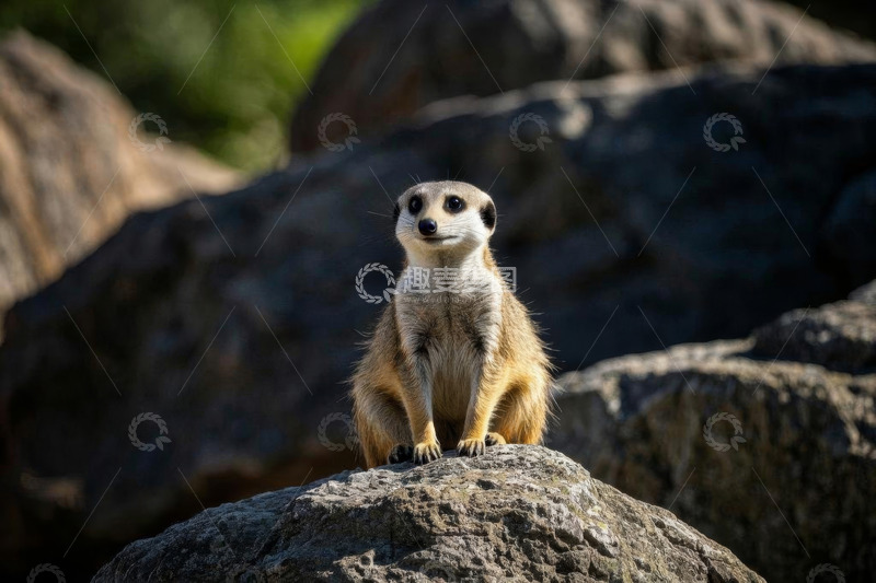 高清大图下载【趣麦麦图】岩石上的猫鼬特写