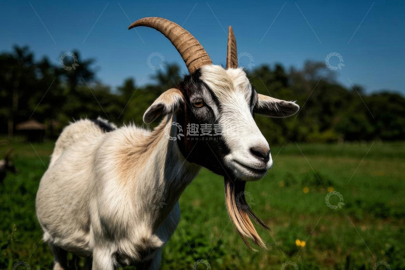 高清大图下载【趣麦麦图】草地山羊特写