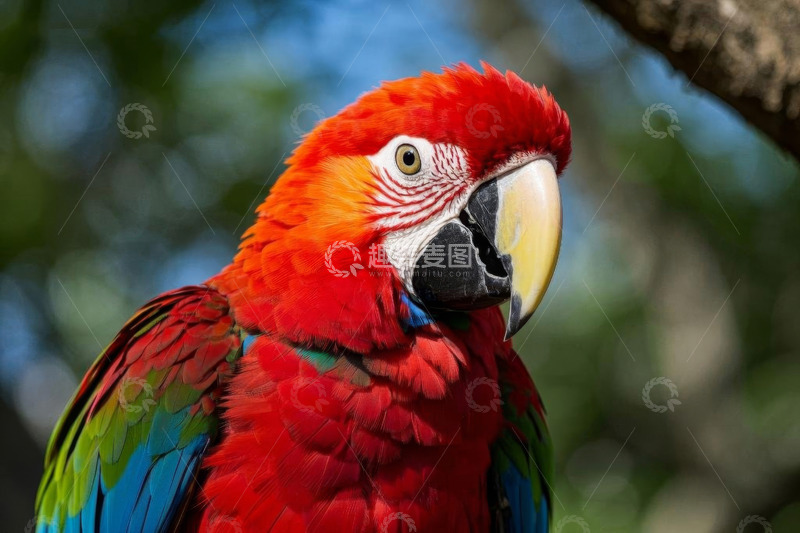 高清大图下载【趣麦麦图】色彩艳丽的金刚鹦鹉特写