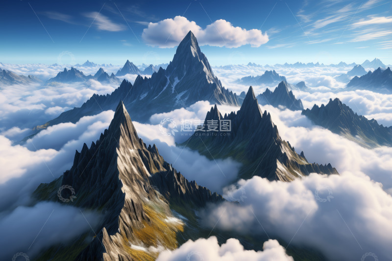 高清大图下载【趣麦麦图】云海中的连绵山脉